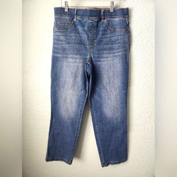 SPANX Blue Ankle Jeans with Faded Denim - Picture 1 of 8